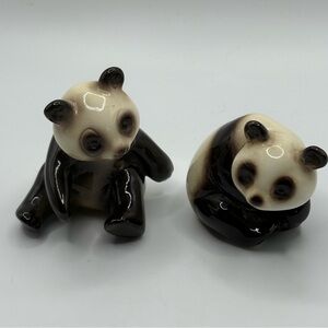 Lot Two VTG Goebel Porcelain Panda Bear Figurines West Germany 2 in - 3 in